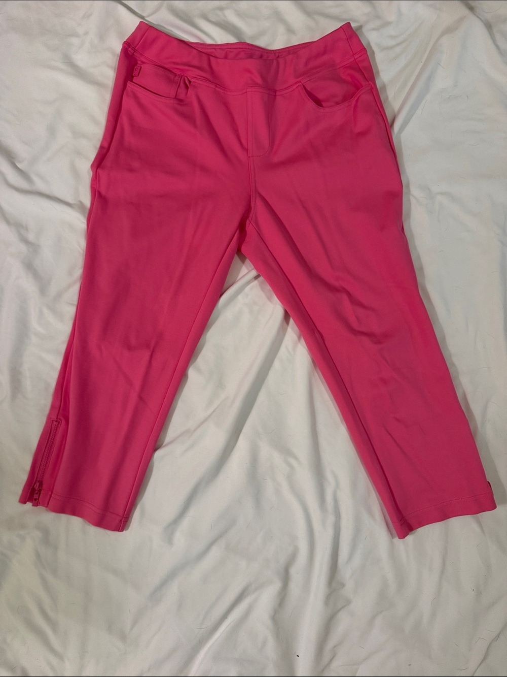Belle by Kim Gravel Hot Pink Capri Leggings with Hem Zip
